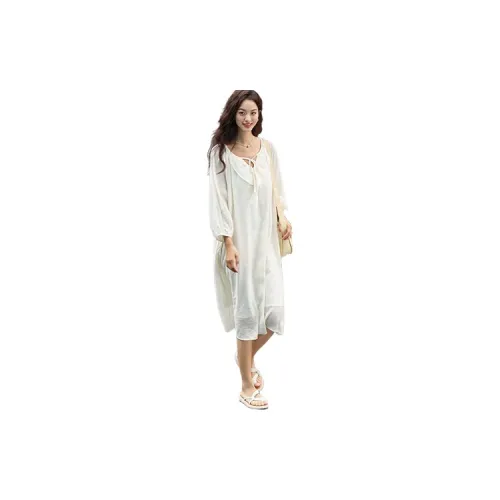 Dme Long-Sleeved Dresses Women's Milk White