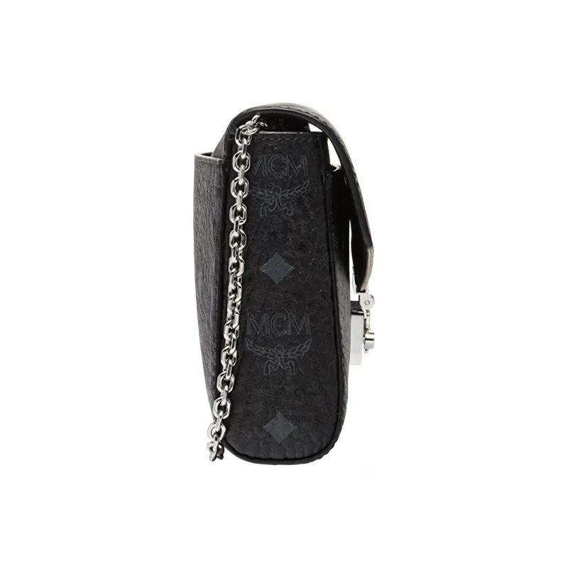 MCM Millie Visetos Coated Canvas Envelope Bag, Chain Bag, Shoulder Bag, Crossbody Bag Medium Size Women's Black-3
