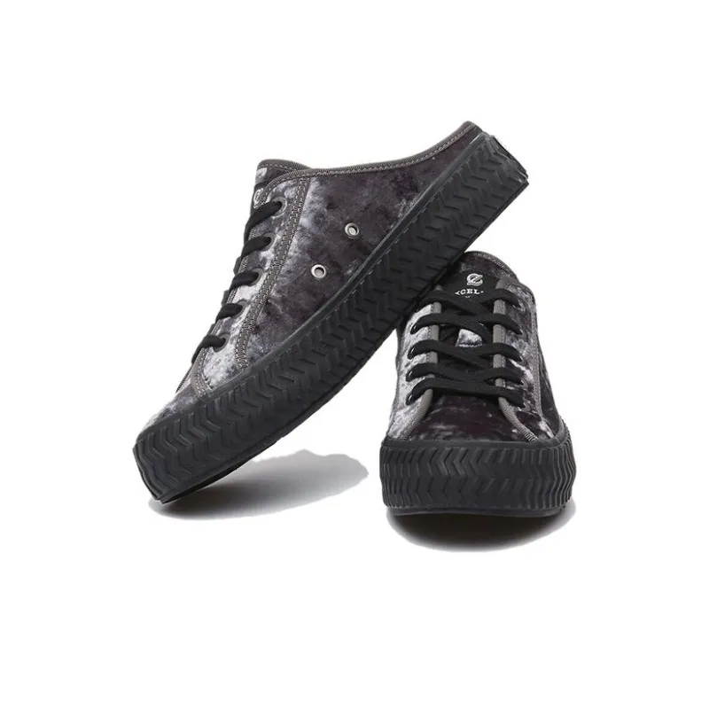 EXCELSIOR BOLT VELVET Slip Resistant Lightweight Height Increasing Low Top Canvas Shoes Unisex Charcoal Silver-3