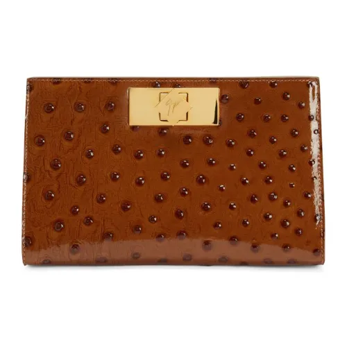 Giuseppe Zanotti Annhita Ostrich-print Leather Clutch Bag