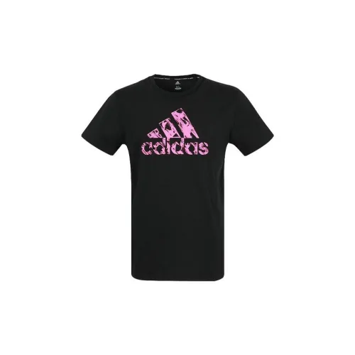 Adidas T-Shirts Men Black Base With Purple Label