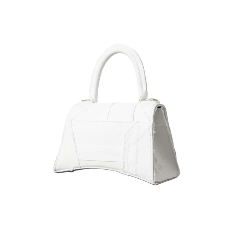 Balenciaga Hourglass Denim Shoulder Bag Crossbody Bag Handbag Women's White-1