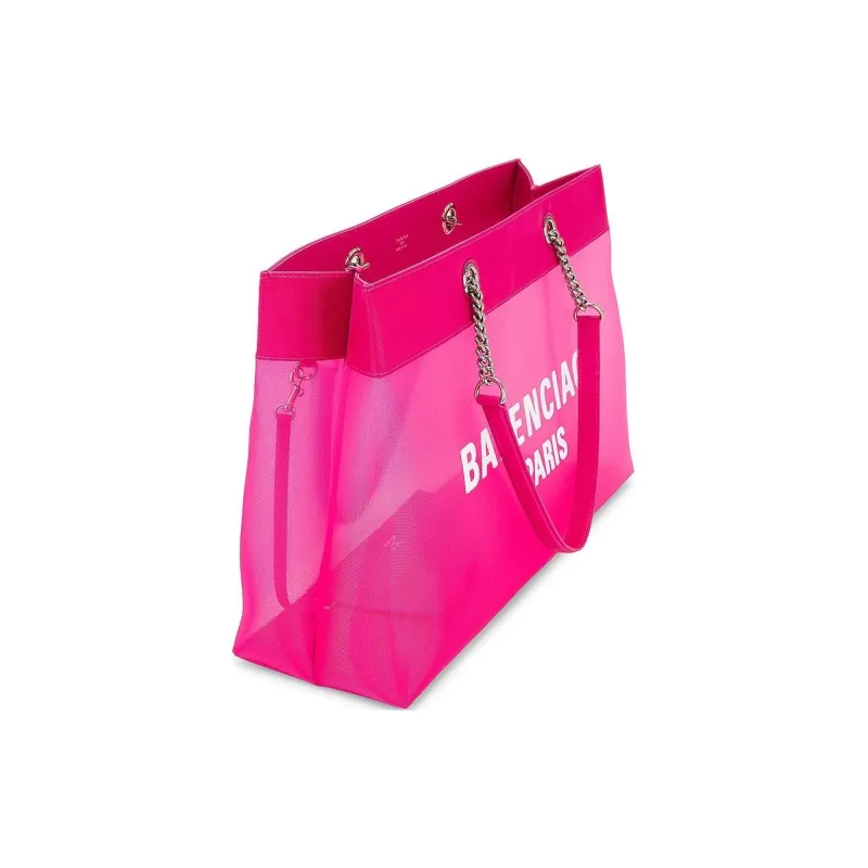 Balenciaga DUTY FREE Knitted Fabric Mesh Tote Bag Shopping Bag Shoulder Bag Handbag Large Size Women's Fuchsia-3