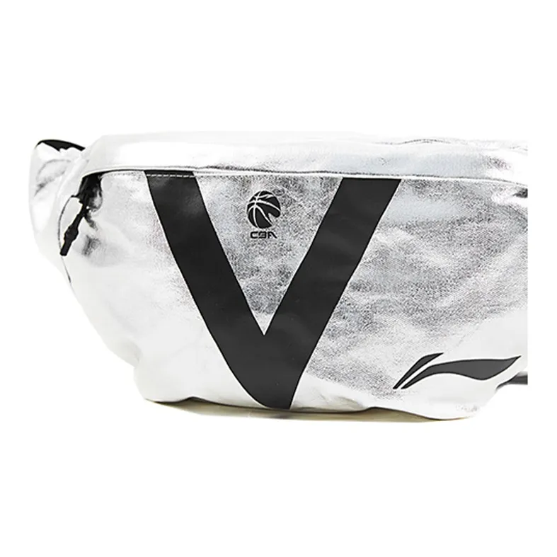 LiNing CBA Collection Fabric One Shoulder Crossbody Fanny Pack Regular Men's Silver-5