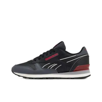 Reebok Classic Leather CLIP Cushioning Wear Resistant Low Top Running Shoes Unisex Black Red