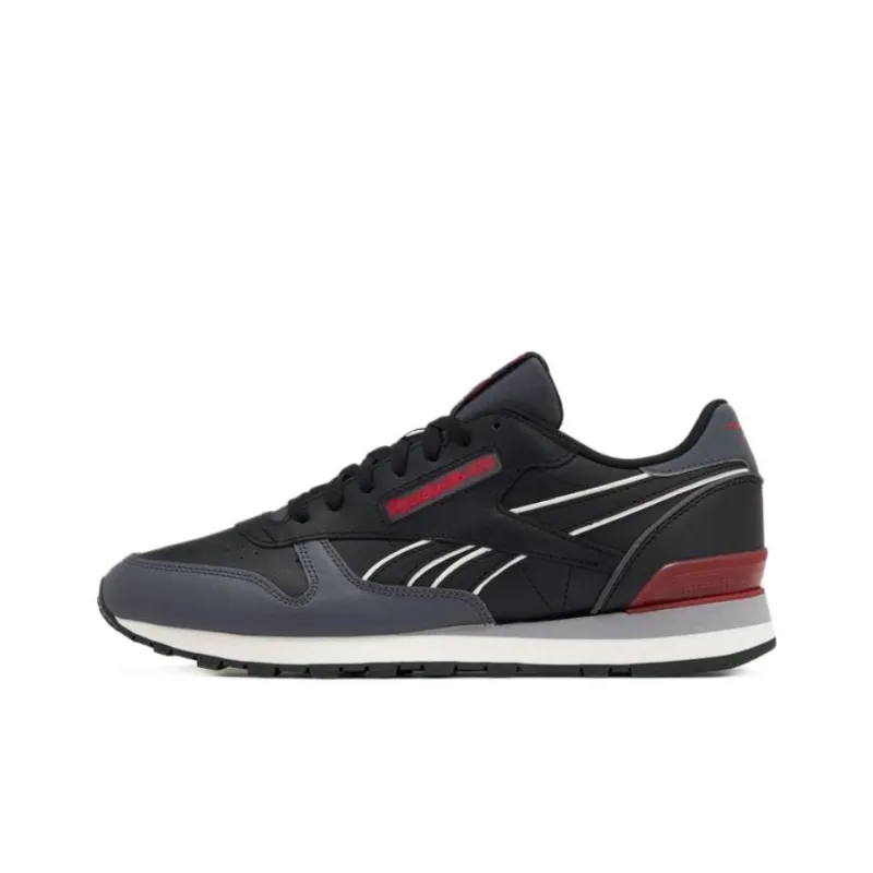 Reebok Classic Leather CLIP Cushioning Wear Resistant Low Top Running Shoes Unisex Black Red-0
