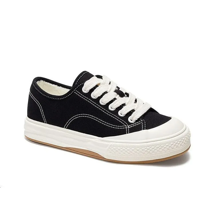 Feiyue [ Thickened And Fleece-Lined ] Warm Wear-Resistant Lightweight Slip-Resistant Low-Top Canvas Shoes Women's Black-3