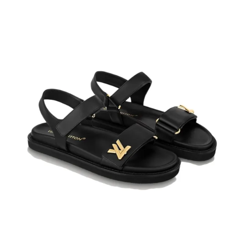 LOUIS VUITTON Sunset Beach Sandals Women's Black-3