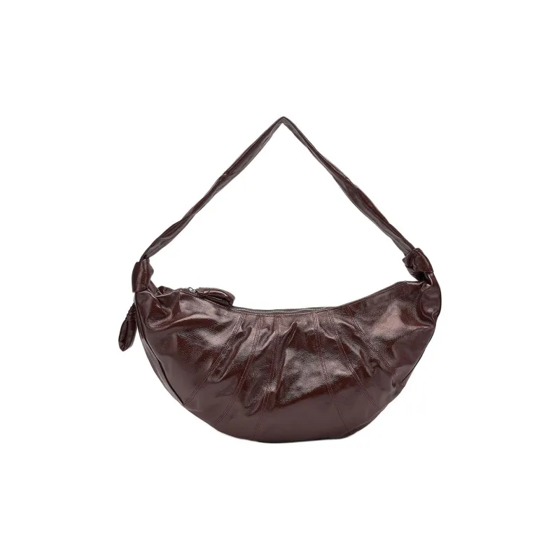 Lemaire Leather Croissant Bag, Crossbody Bag, Shoulder Bag Women's Chocolate-0