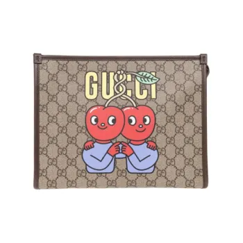 GUCCI Canvas With Leather Toiletry Bags Clutches Men's Beige & Brown