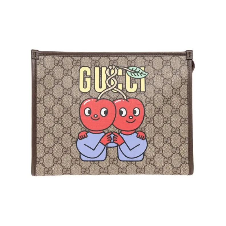 GUCCI Canvas With Leather Toiletry Bags Clutches Men's Beige & Brown-0