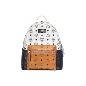 MCM Stark Visetos Cow Leather Backpack Unisex Black White