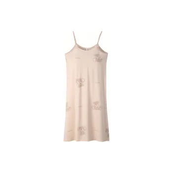 Sha Qian Nightgown Summer Women's Milk Tea Beige