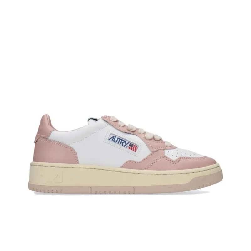 AUTRY Medalist Leather Low White Pink Cream Women's-1