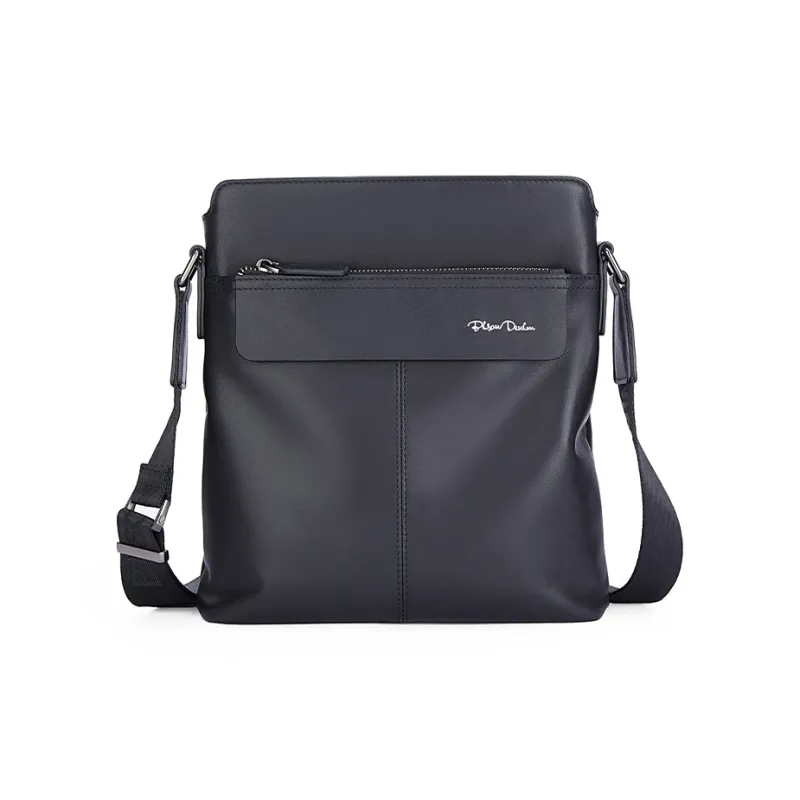 BISON DENIM Cow Leather Shoulder Bag Regular Men's Black-1