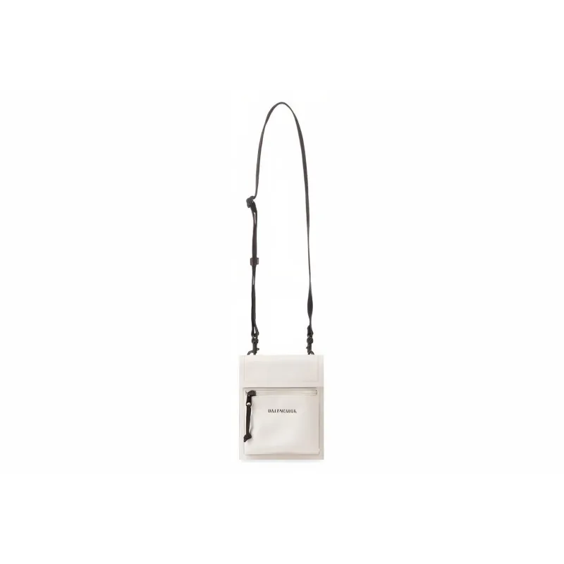 Balenciaga Cow Leather Coin Purse Shoulder Bag Crossbody Bag Men's White-1