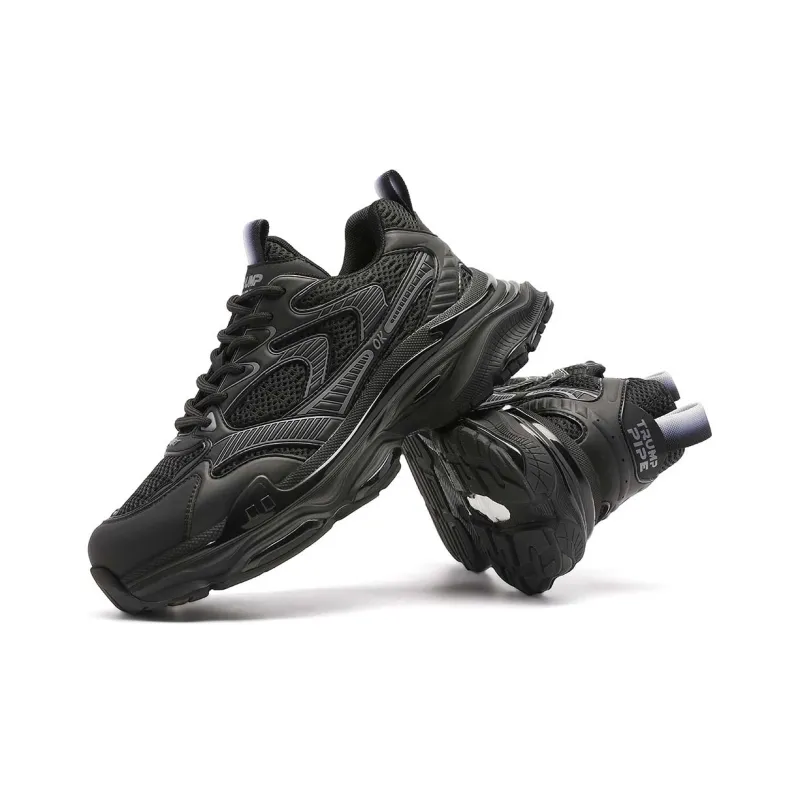 TRUMPPIPE Lightweight Height Increasing Low Top Chunky Sneakers Men's Black-2