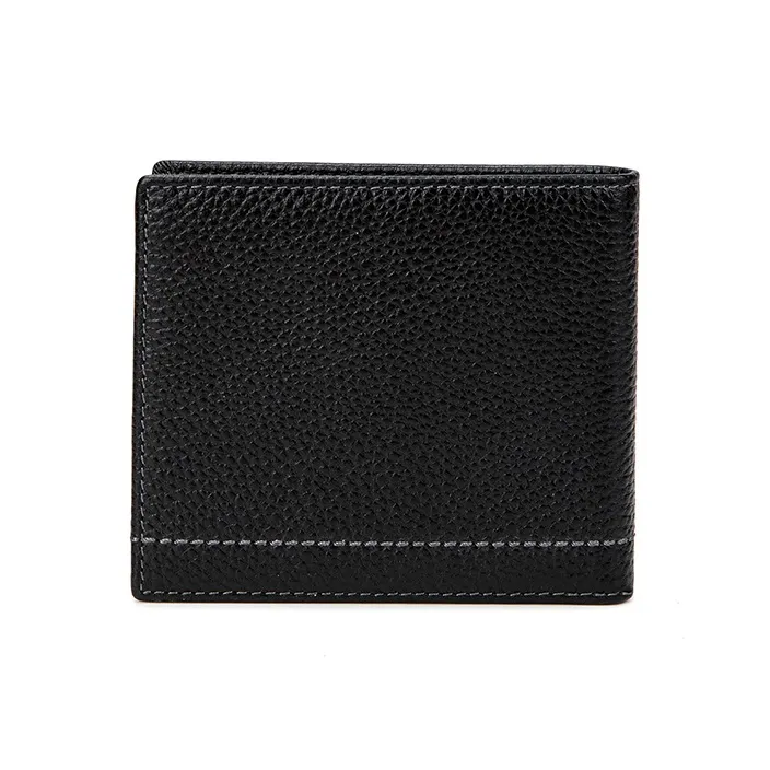 HLA Genuine Leather, Cow Leather Casual Cropped Wallet Regular Men's Black-3