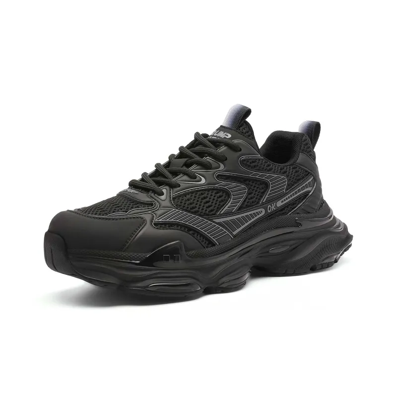 TRUMPPIPE Lightweight Height Increasing Low Top Chunky Sneakers Men's Black-1