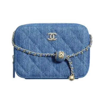 CHANEL Pearl Crush Denim Camera Bag Blue