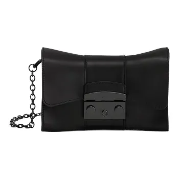 Furla Metropolis Collection Soft Smooth Leather Shoulder Bag Crossbody Bag Mini Women's Black