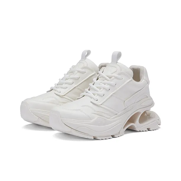 ZSBELLA Cushioned Slip-Resistant Height Increasing Low-Top Chunky Sneakers Women's Black White-2