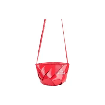 SUREN Top Grain Cow Leather Woven Bag Shoulder Bag Crossbody Bag Small Size Women's Rogue Red