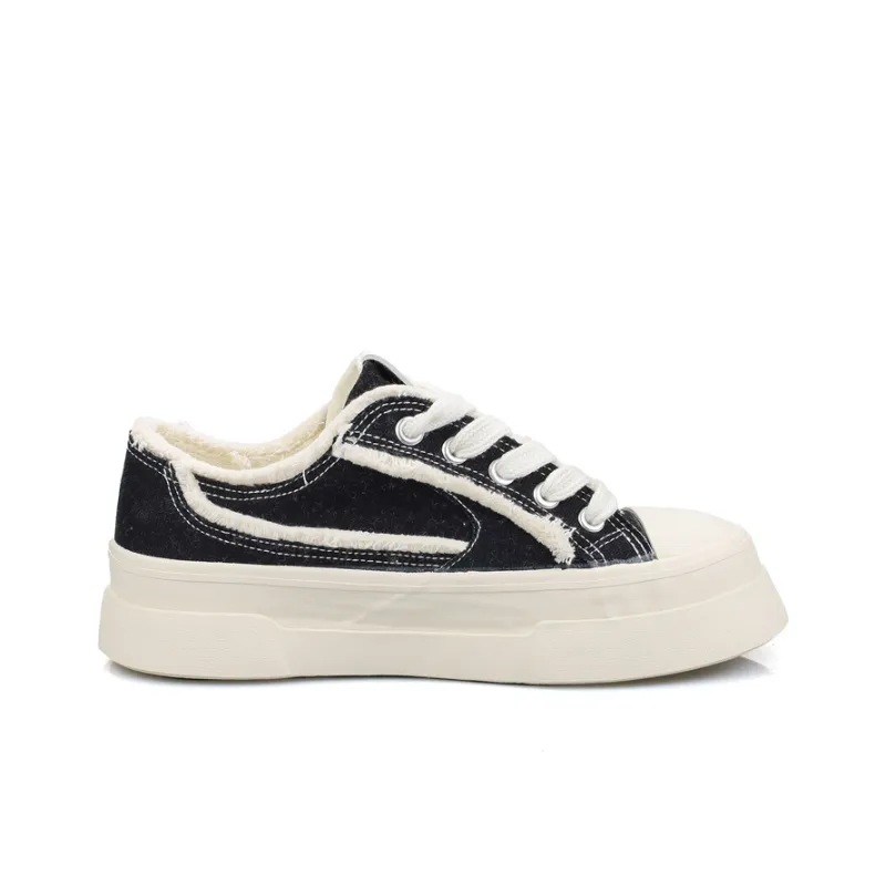 B10CROWN Anti Slip Wear Resistant Low Top Canvas Shoes Women's Black-1