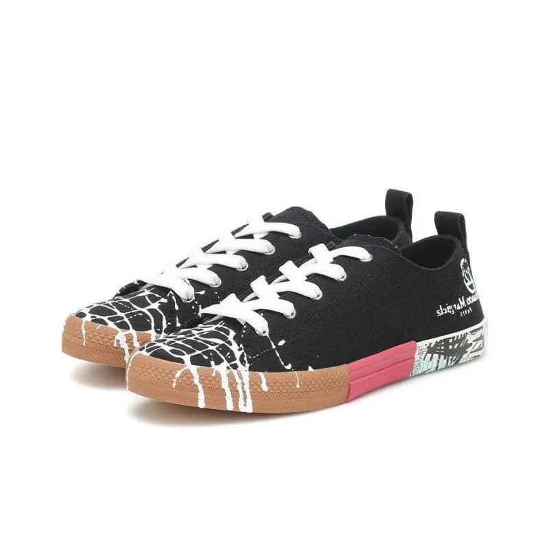 Maison Margiela Low Top Stylish Skateboarding Shoes Women's Black Red-2