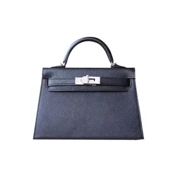 HERMES Mini Kelly 2nd Generation Epsom Leather Kelly Bag Handbag Shoulder Bag Crossbody Bag Mini Women's Noir Black