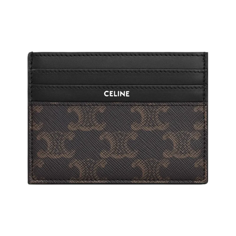 CELINE Cow Leather Card Holder Men's Black-0