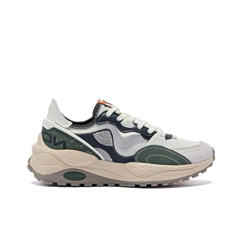 QIAODAN Wear resistant And Lightweight Low Top Casual Shoes Men's White Green-1