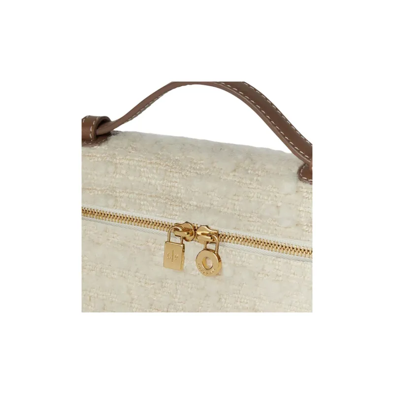 Loro Piana ExtraPocket Wool Shoulder Bag Crossbody Bag Handbag Regular Unisex White With Stone Color Accents-2