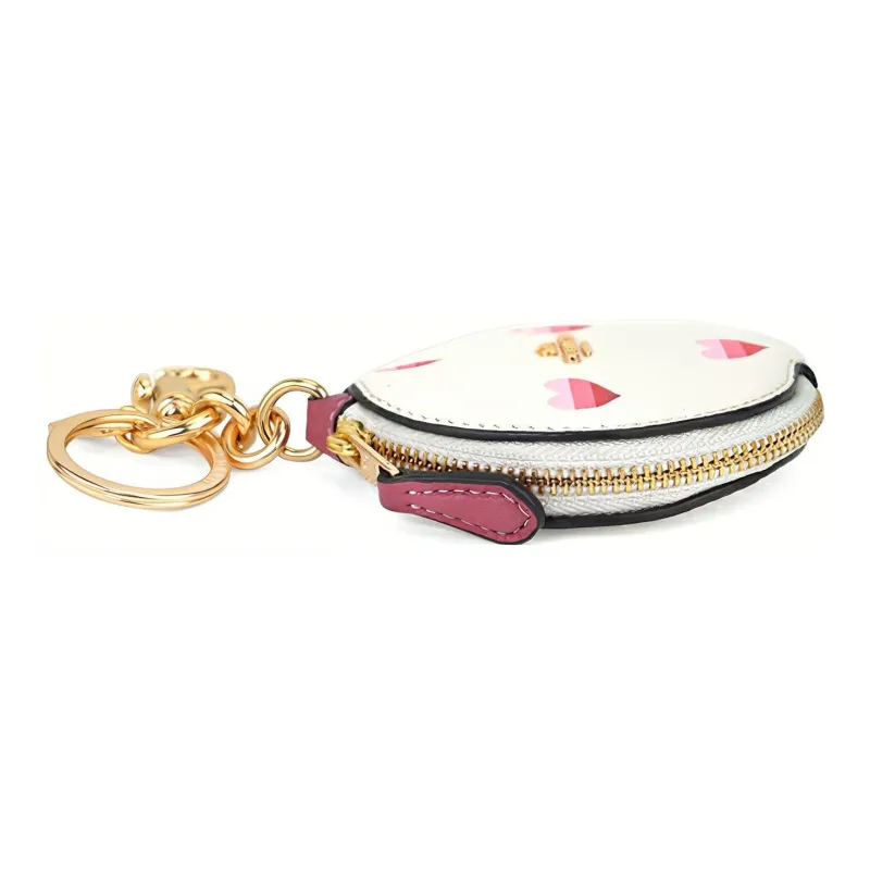 COACH Refined Pebble Leather Coin Purse Charm Bag Accessory Mini Women's White-2