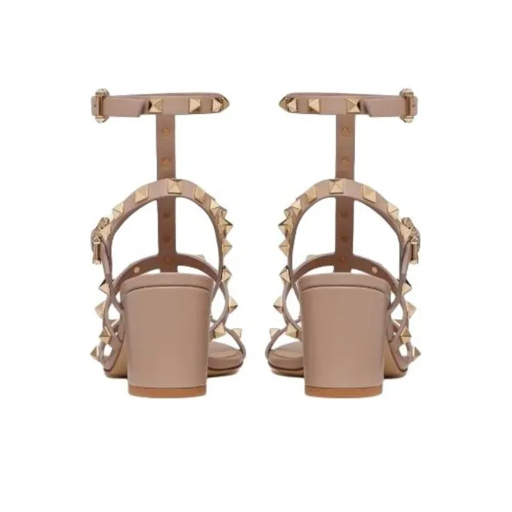 Valentino ROCKSTUD One Strap Sandals Women's Khaki-4