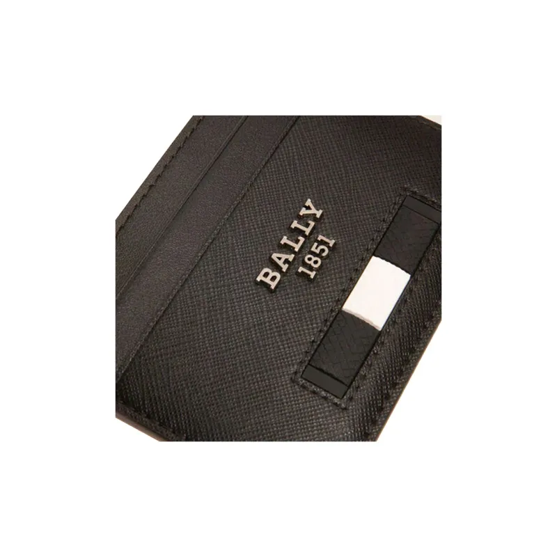 BALLY Recycled Leather Wallet, Card Holder Men's Black-3