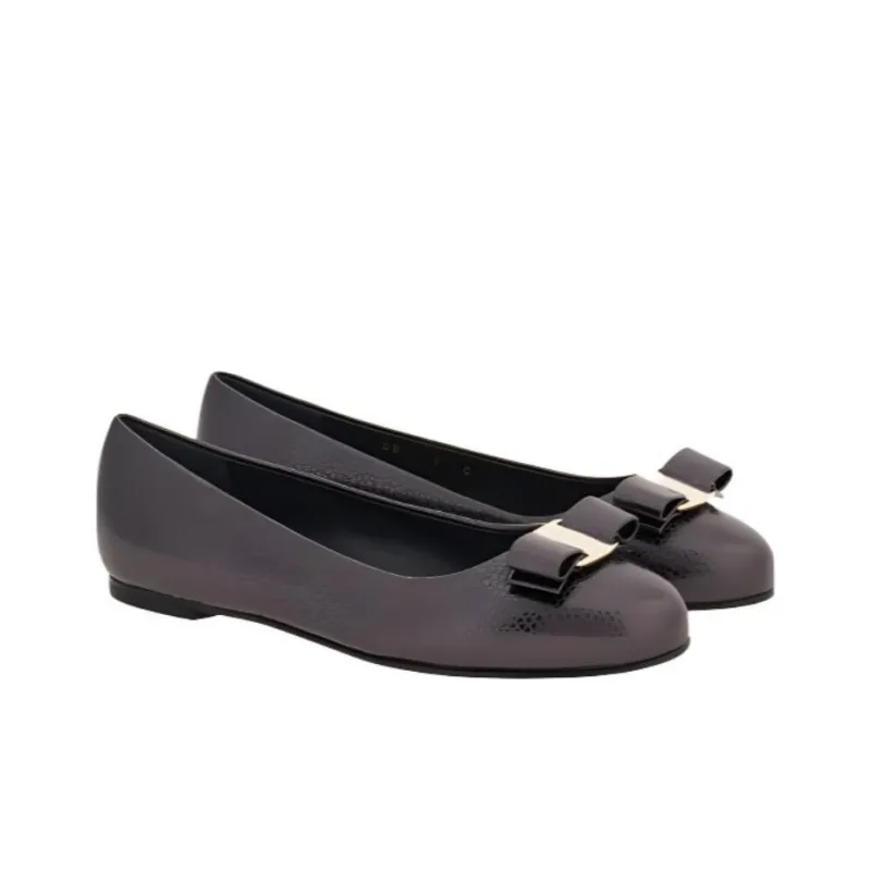 FERRAGAMO Varina Bow-detail Leather Ballerinas-2