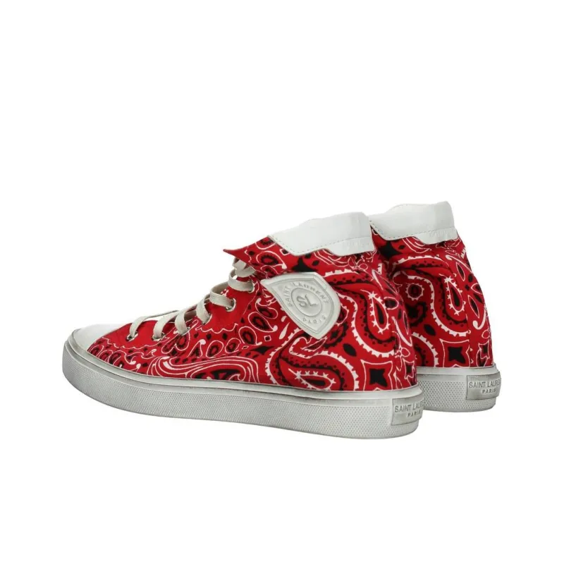 SAINT LAURENT High Top Skateboard Shoes Men's Red-4