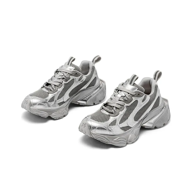 ST&SAT Cushioned Slip-Resistant Abrasion-Resistant Low-Top Vintage Distressed Patchwork Washed Chunky Sneakers-13