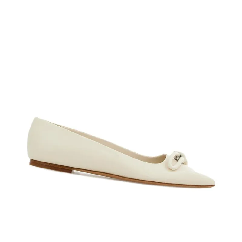 FERRAGAMO Knot-detail Patent-leather Ballerina Shoes-1