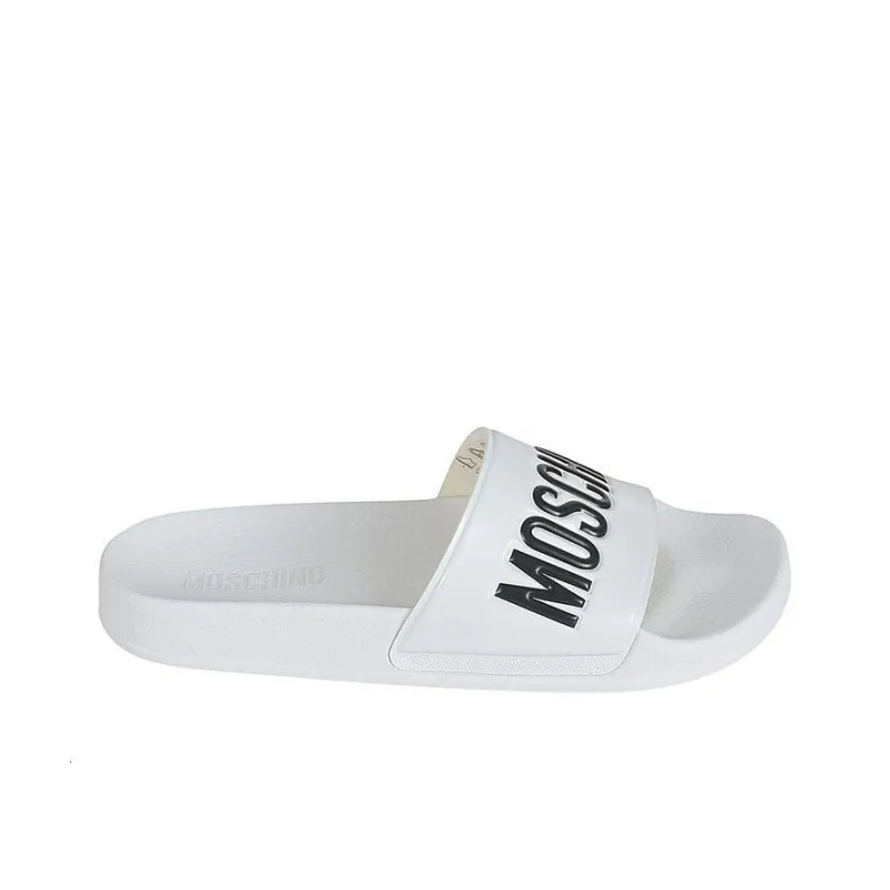 MOSCHINO Slide Slippers Women's White Black-1