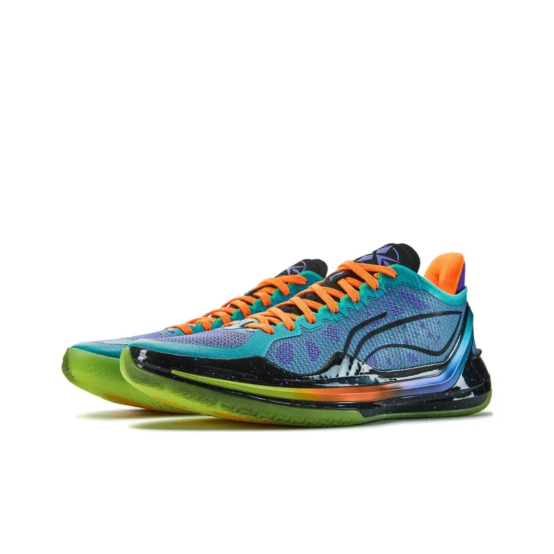 LiNing Blade 4V2 Cushioning Slip Resistant Lightweight Rebound Low Top Basketball Shoes Men's Purple Green-2