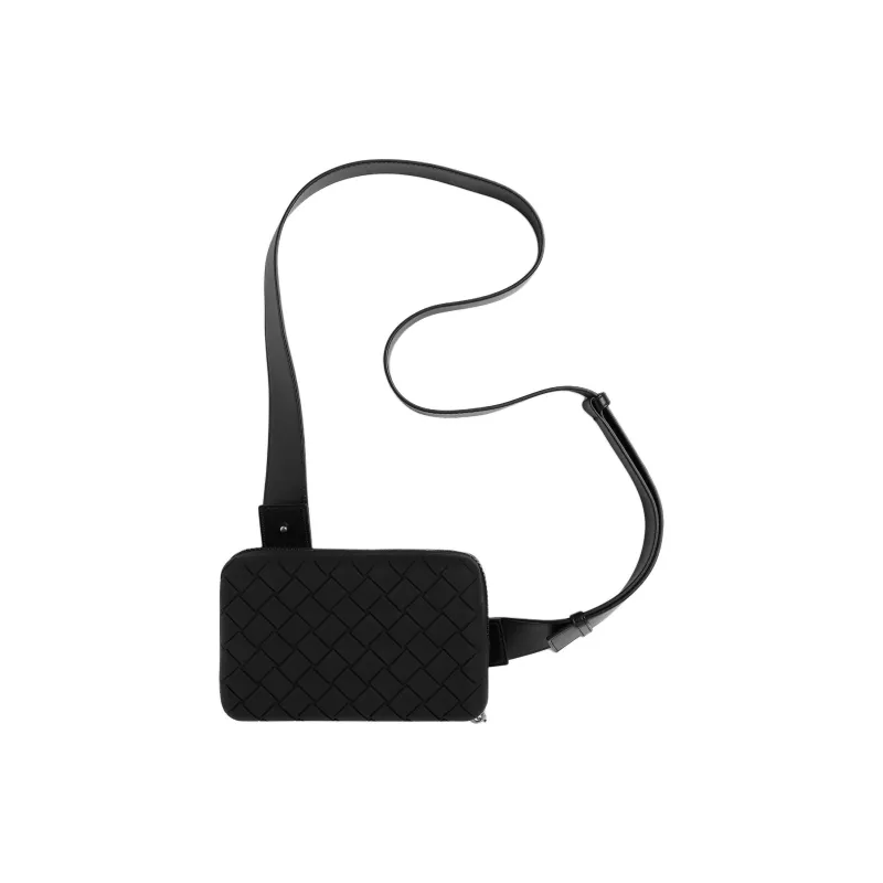 Bottega Veneta Calfskin Rubber Silicone Clutches Shoulder Bag Crossbody Bag Men's Black-0