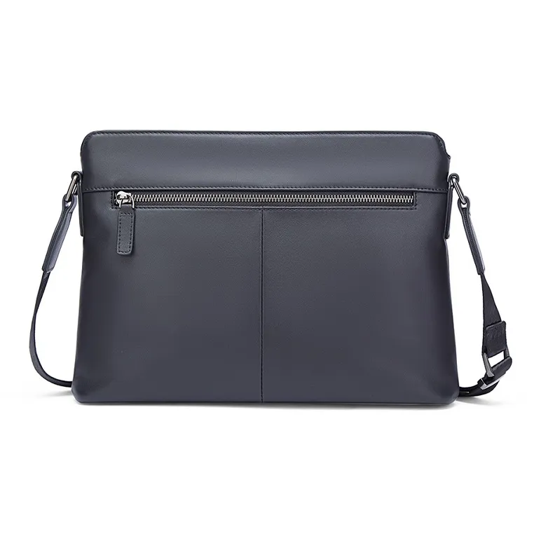 BISON DENIM Cow Leather Shoulder Bag, Crossbody Bag Men's Black-2