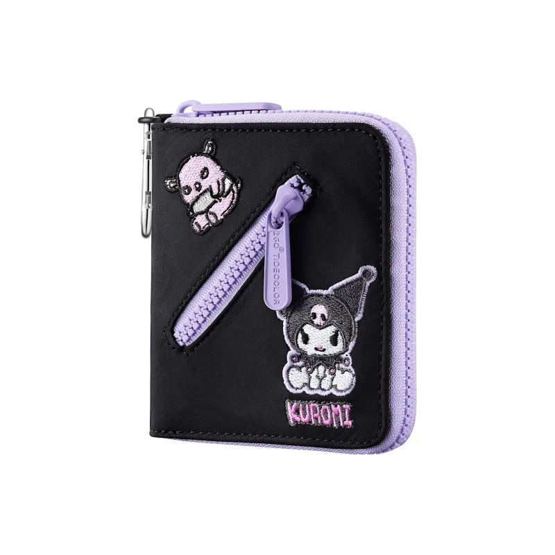 Zgo Sanrio Kuromi Collection Polyester Cute Card Holder Girl Practical Coin Purse Small Bag Regular Women's Black-3