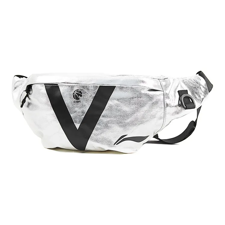 LiNing CBA Collection Fabric One Shoulder Crossbody Fanny Pack Regular Men's Silver-0