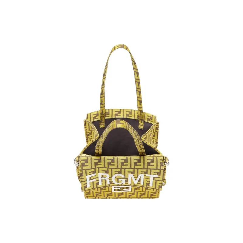 FENDI FRGMT Junya Ito Collaboration Baguette Jacquard Fabric Shoulder Bag Women's Yellow-4