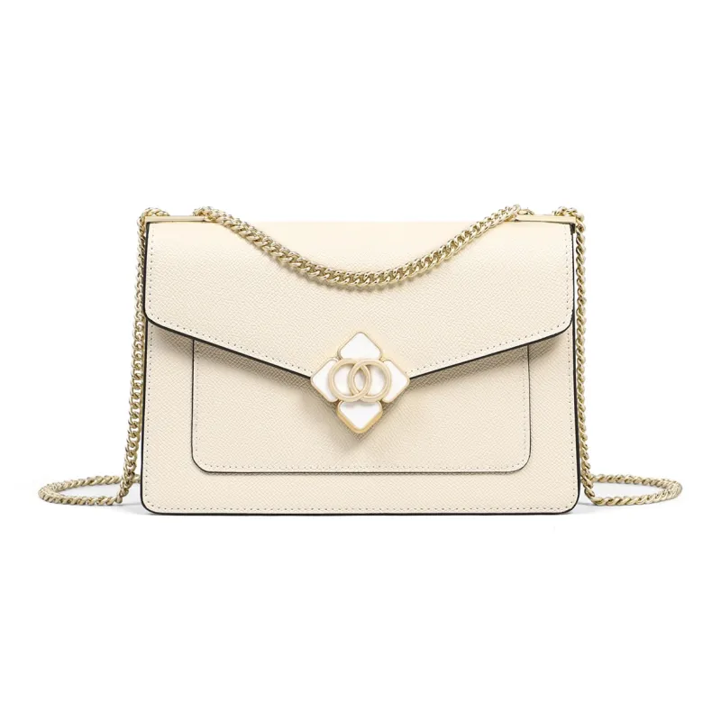 PT'SON Cow Leather Small Square Bag, Underarm Shoulder Bag, Crossbody Bag Regular Women's Ecru-2