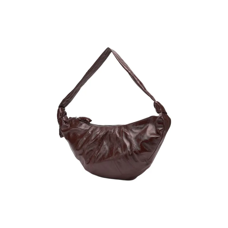 Lemaire Leather Croissant Bag, Crossbody Bag, Shoulder Bag Women's Chocolate-2