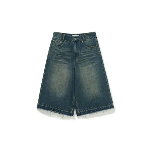 714STREET Denim Shorts Unisex Dark Denim Blue